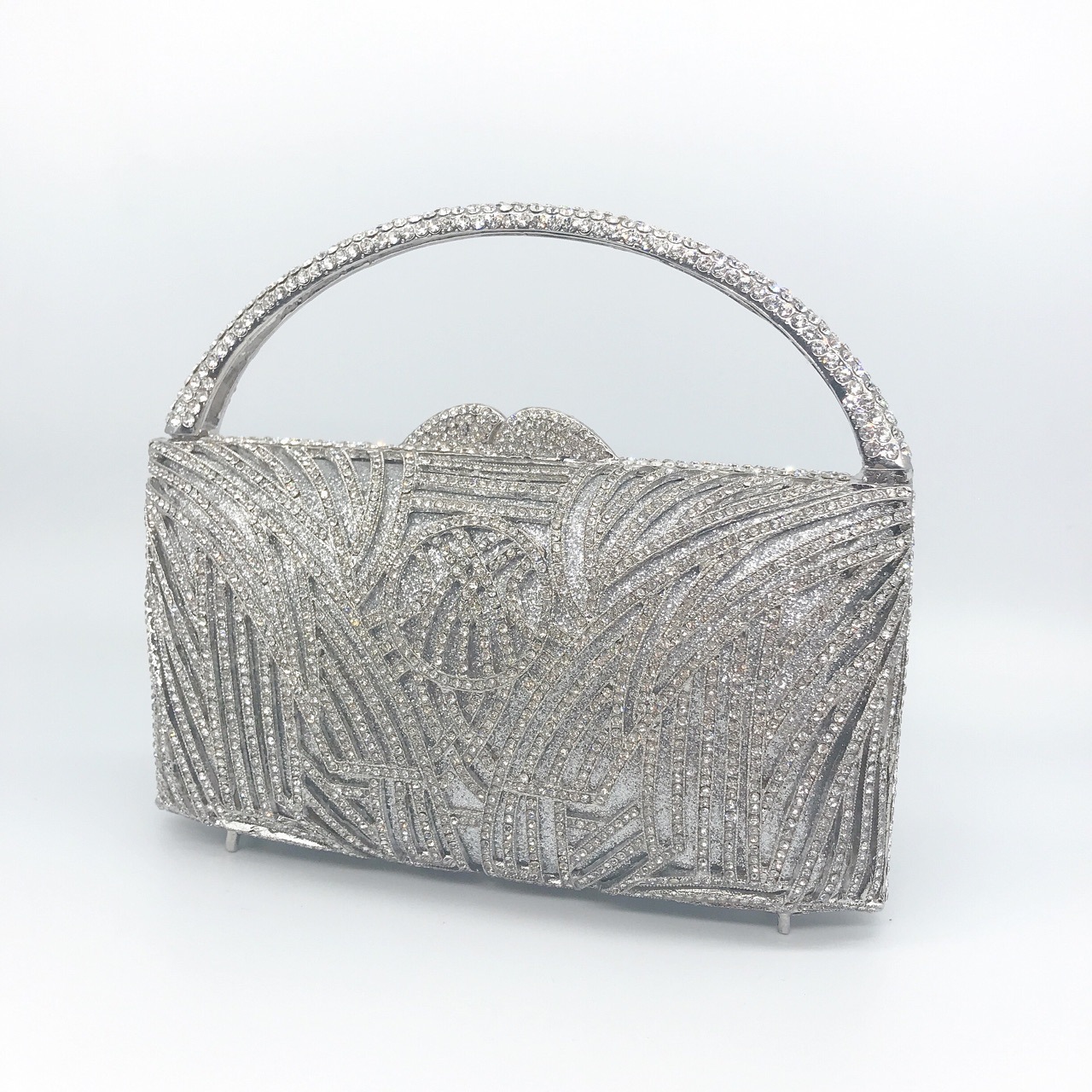 Nuevos productos transfronterizos bolsas de diamantes para la cena, bolsas de diamantes metálicas rígidas, vestidos de banquete, bolsas de mano, cadena de plata