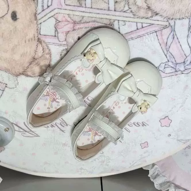 Туфли Lolita на низком каблуке (Uncle Meow’s) «Маленький мишка», круглый носок, 35–40, съёмный бант