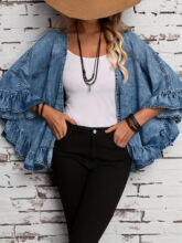 L 13333 Women's Lace Denim Jacket ��Ҷ��ţ������ ŷ���羳