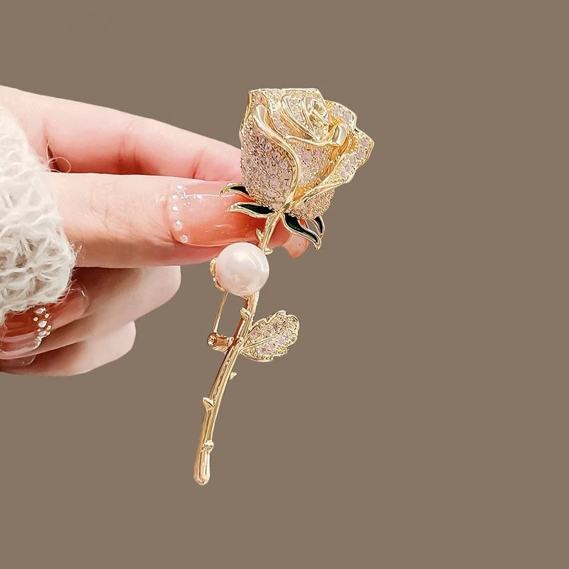 Rose broche estilo coreano elegante perla accesorios exquisito alto grado ramillete elegante abrigo traje ropa Decoración