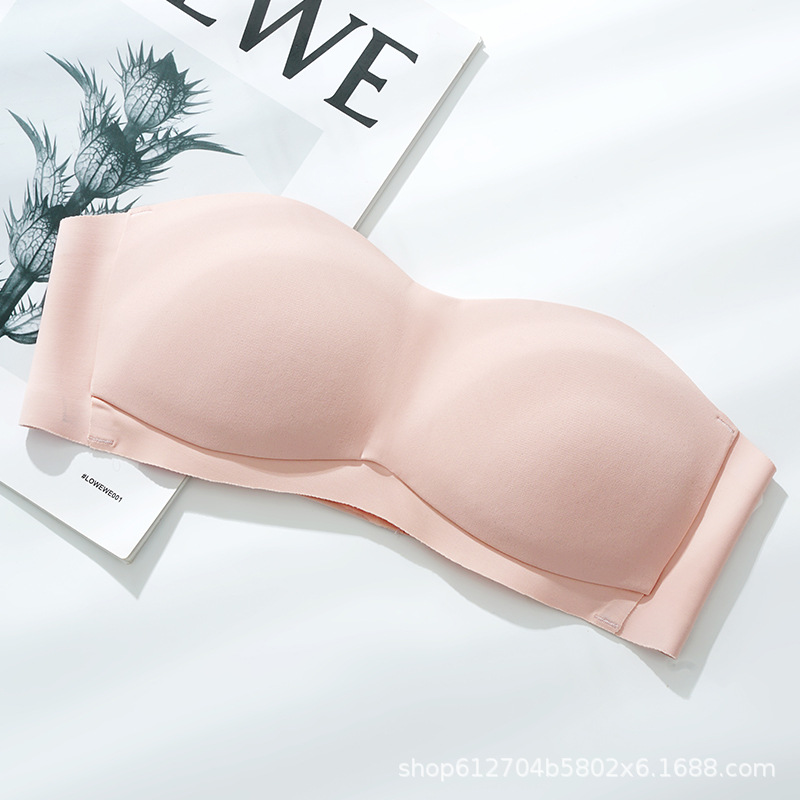 Top de tubo sin costuras para mujer, sujetador antideslizante sin tirantes, push-up de pecho pequeño, transpirable, fino, invisible, con correa para el pecho