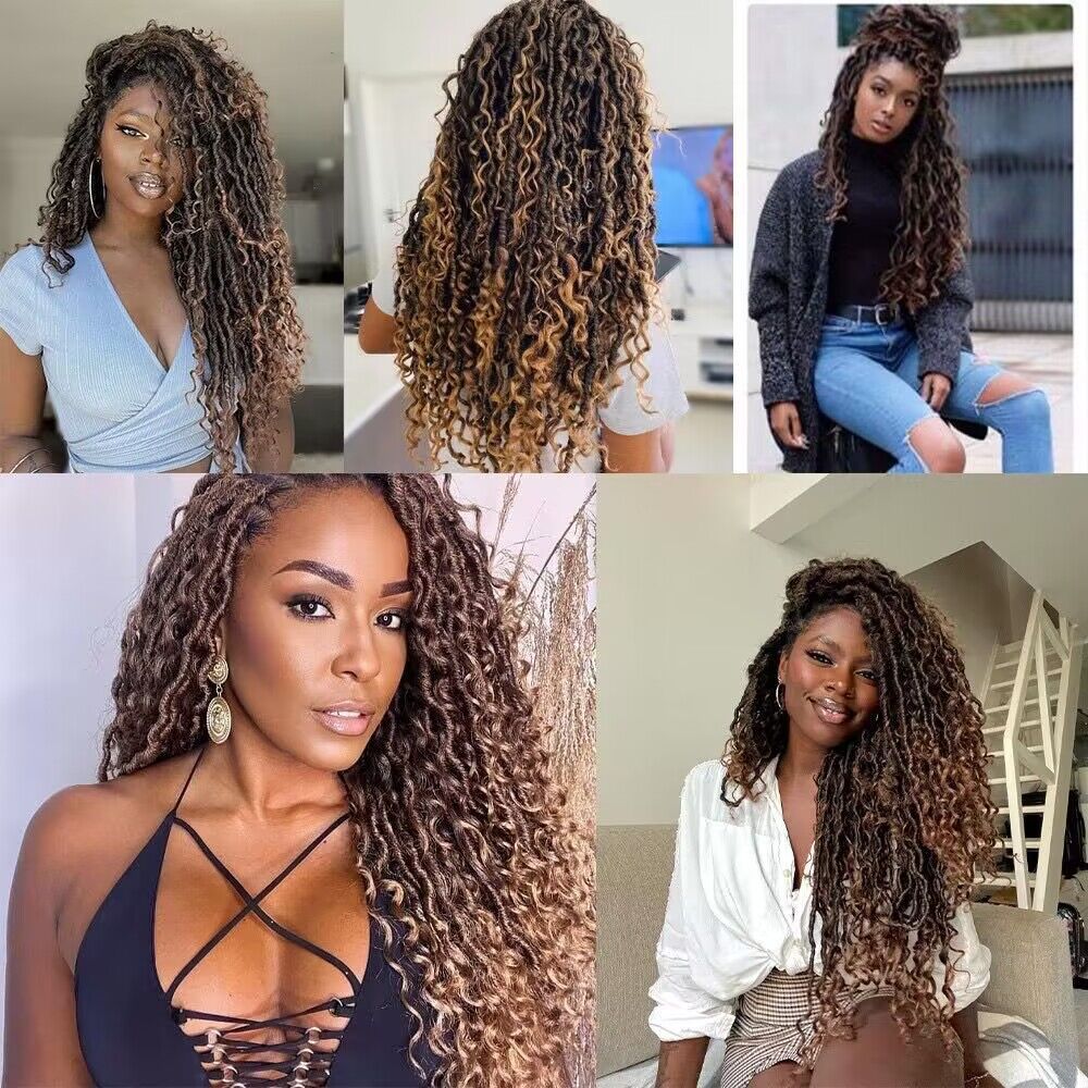 Fibra química Africana trenza sucia Faux Goddess River Locs 18 pulgadas concubina crochet pelo peluca europea y americana