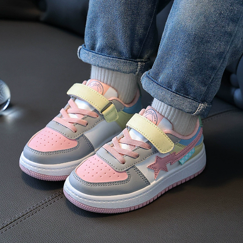 Girls' board shoes, fashionable trendy shoes, children's sports shoes 2025 new autumn girls campus white shoes indoor single shoes