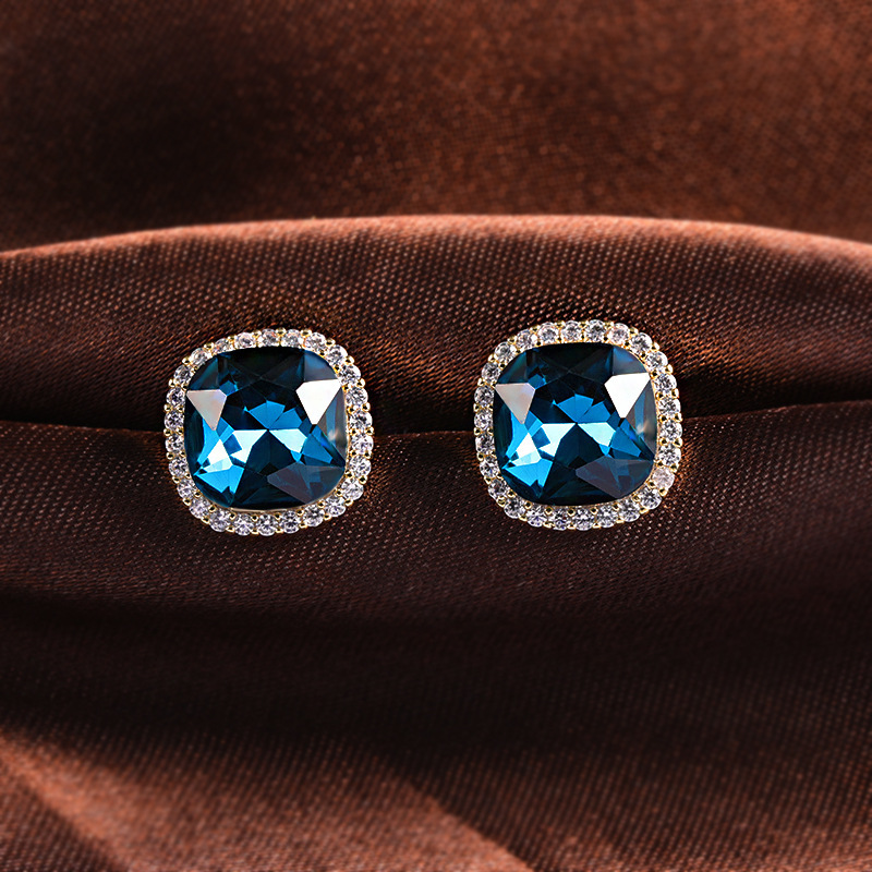 Geometric square elegant blue sophisticated fashionable earrings…