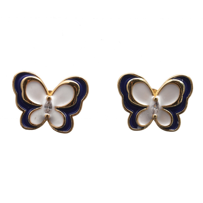 Pendientes europeos y americanos de moda transfronteriza para mujeres ins celebridad de Internet de alto grado de color goteo pendientes de mariposa para mujeres