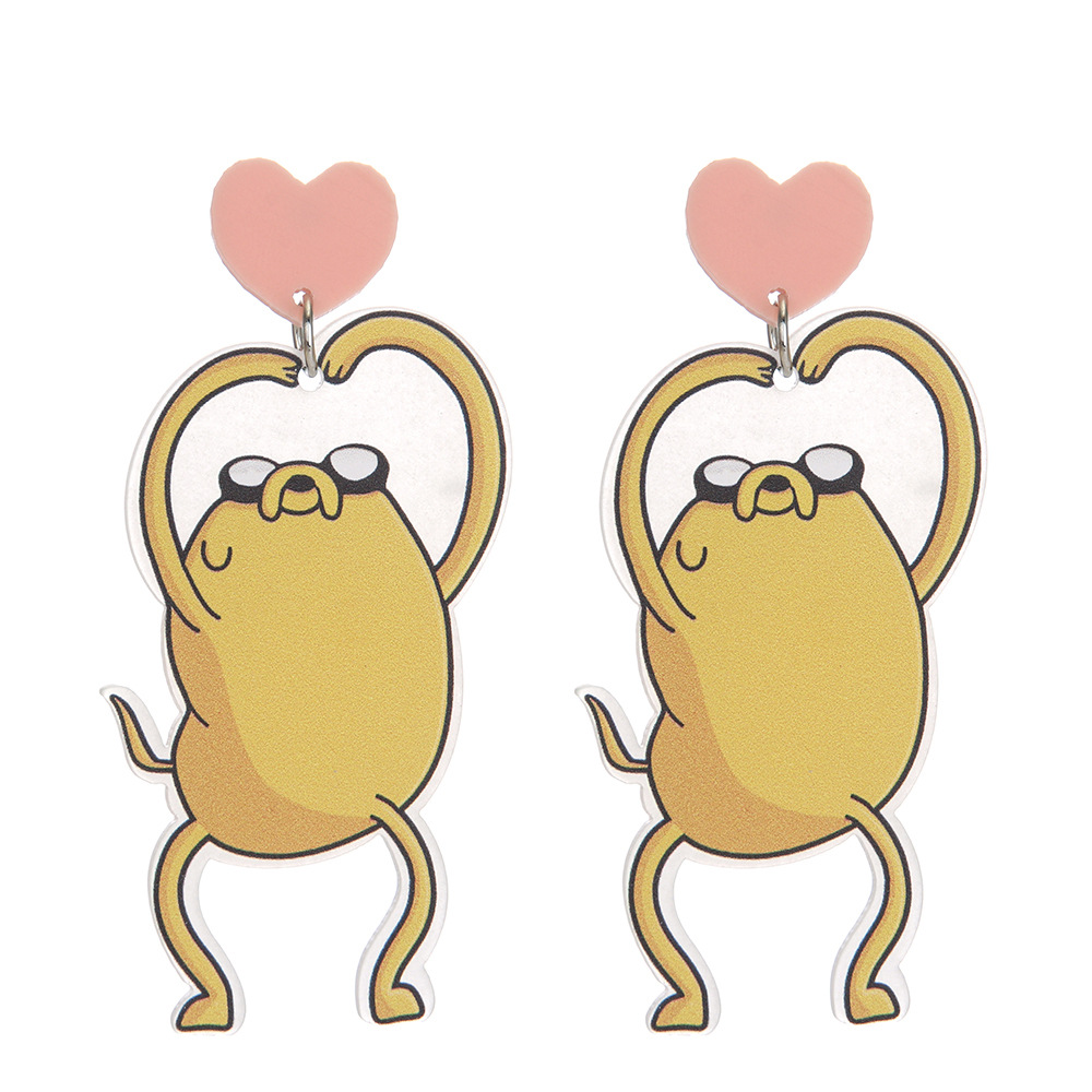 Cartoon Style, Sweet Style 1 Pair Cartoon Style Sweet Cartoon Character Arylic Drop Earrings