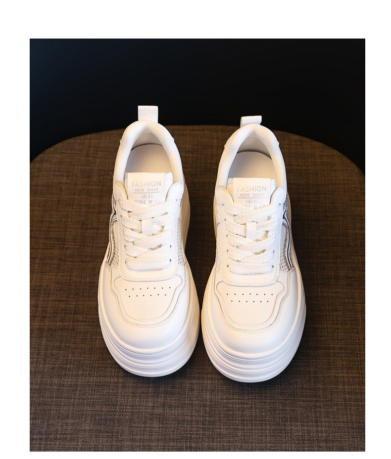 Giày sneaker nữ đế dày tăng chiều cao lưới thoáng khí phong cách thể thao — màu trắng chi tiết 13