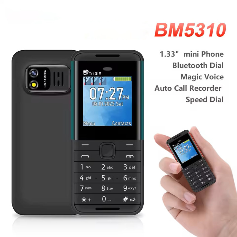 Bm5310 Cross-Border Mini Mobile Phone Dual Sim Dual Standby Button Phone Bluetooth Flip Phone for the Elderly Multi-Language