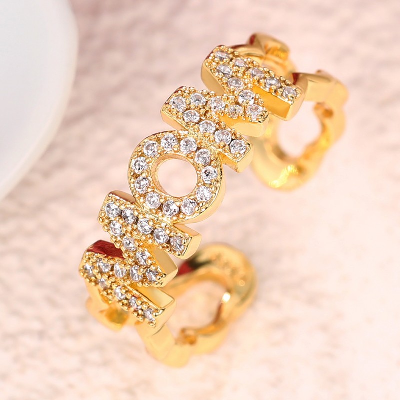6g Weight Zircon Inlay Material Open Rings Classification Adjustable Ring Size 1 Piece Quantity Daily, Street Occasion Copper Material Letter, Heart Shape Pattern Women's Gender Inlay Design Shiny Style Shiny Letter Heart Shape Copper Inlay Zircon Open Rings 16