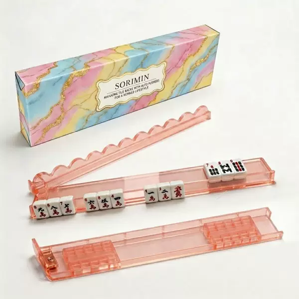 New wave-patterned mahjong tile rack with push ruler for cross-border Amazon, non-slip portable dopamine ruler in a colorful box