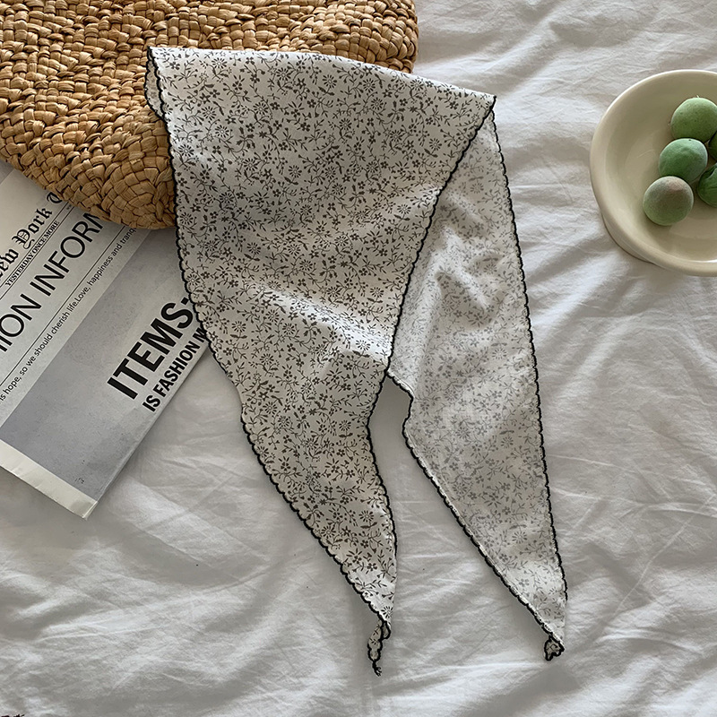 Turbante de verano pastoral primavera y verano nuevo estilo pequeño fresco retró personalidad protector de cuello decoración bufandas correa de cabello toallas triangulares para el cabello