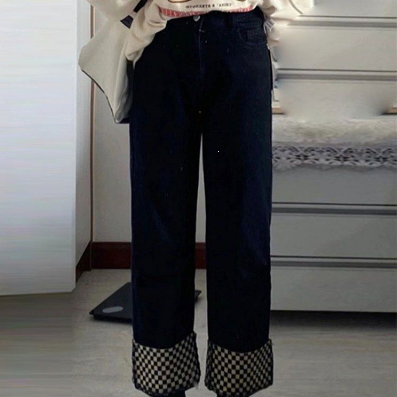 Schmale Stretch-Jeans mit Stickerei und Buchstaben, Damen, Frühlingsneuheit, hoher Bund, locker, helle Farbe, gerader Schnitt, Yi Jin