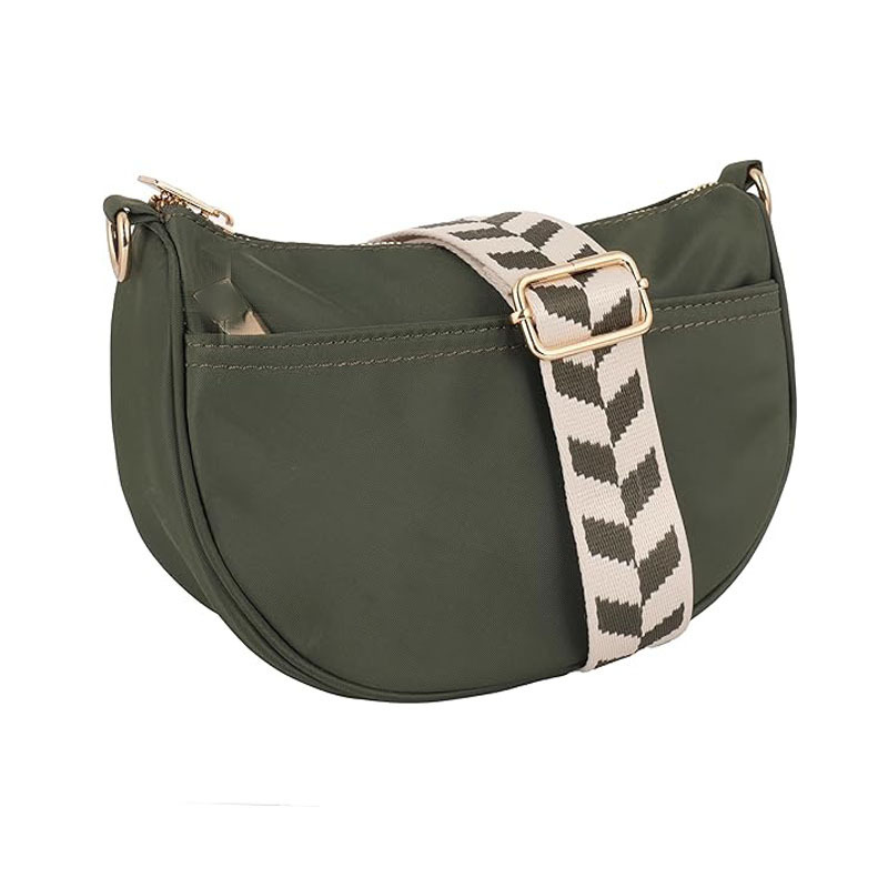 Women's Crossbody Bag Half Moon Purse Designer small size Shoulder Bag Three Pockets with Zipper and Wide Shoulder Strap