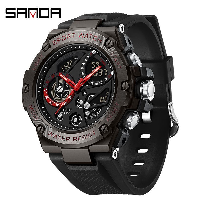 Sanda reloj, reloj electrónico multifuncional para estudiantes de secundaria junior, despertador de luz nocturna coreano, reloj masculino a prueba de agua y choque
