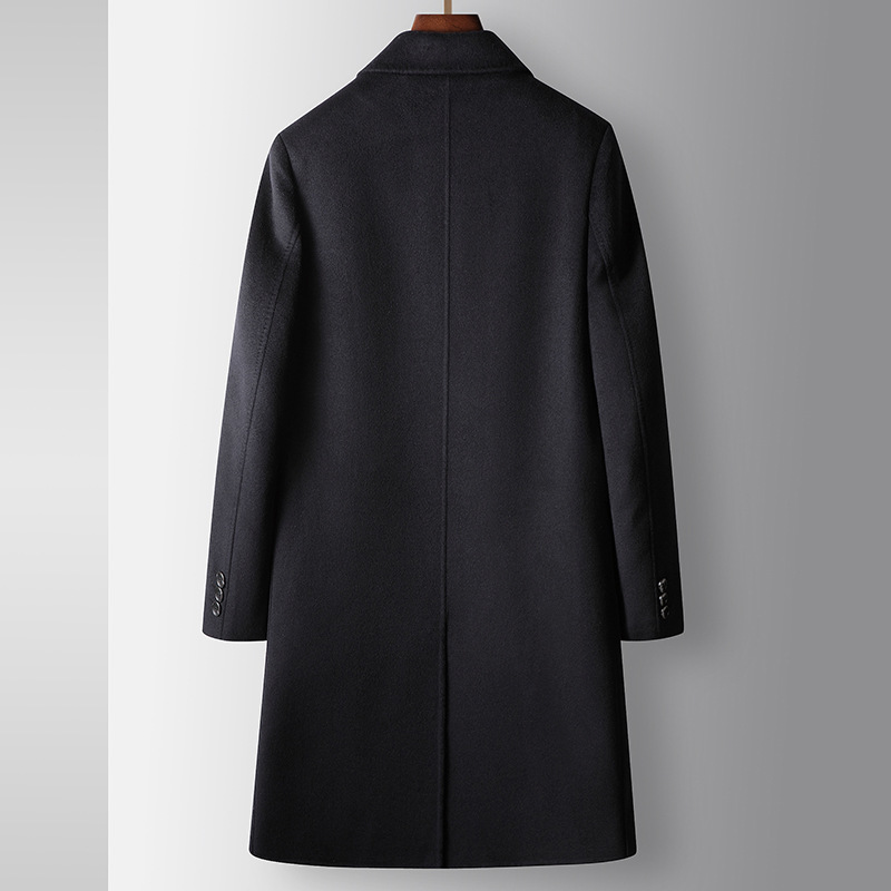 Men's Clothing Men's autumn and winter mid length detachable goose Silk cotton lining youth business double sided windbreaker casual warm jacket_voghion.com