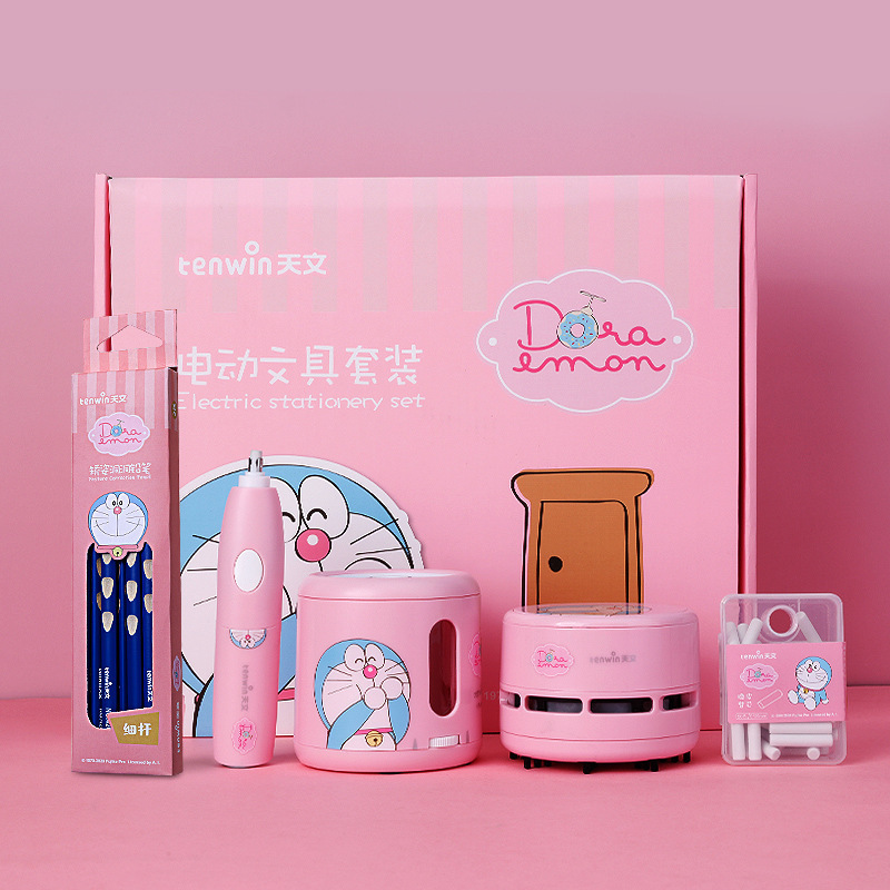 天文テンウィン&ドラえもん 電動鉛筆削りセット 学生ホリデー賞品 ギフトボックス 電池 A8095|undefined
