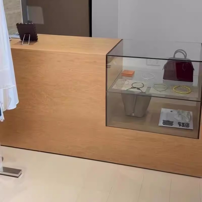 衣料品店レジショップ小型バーテーブルネット有名人婦人服テーブルガラスディスプレイキャビネット一体型アイランドシンプルフロントデスク|undefined