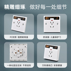 Charging pile socket five-hole surface-mounted socket with indicator light electric vehicle charging socket waterproof five-hole ten-hole concealed socket