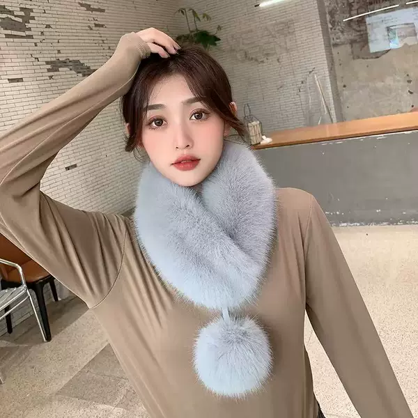 Wholesale Fox Fur Scarf for Women 2025 Winter Double-Sided Versatile Fashion Neck Warmer Faux Fur High-End Plush Neck Scarf