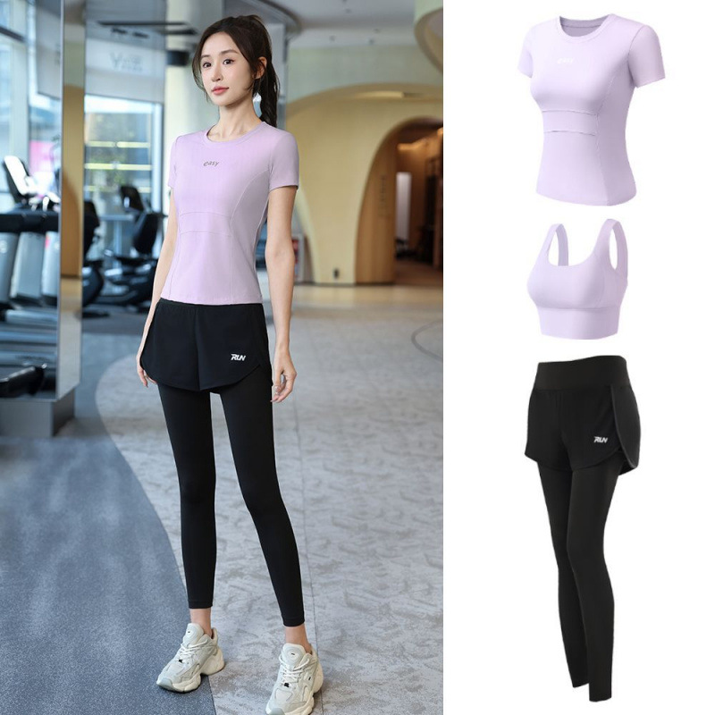 Trajes de yoga para mujeres de verano ropa deportiva suelta rápida ropa seca para correr trajes de mujeres de la mañana comercio al por mayor