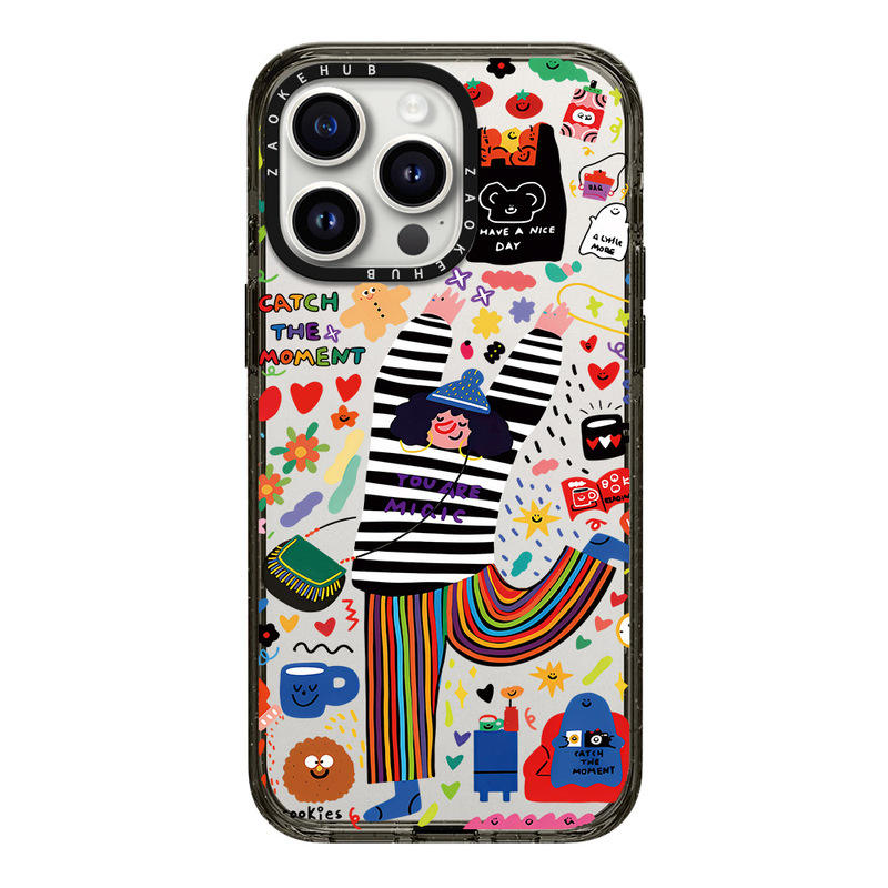 CASE手绘涂鸦女孩爱心珍珠碎花iPhone16ProMax苹果15透明手机壳14|undefined
