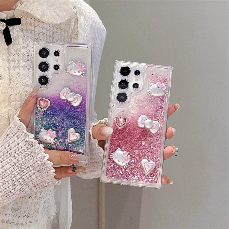 流沙适用三星S25ultra手机壳S10卡通KT S21FE动态防摔可爱立体DIY