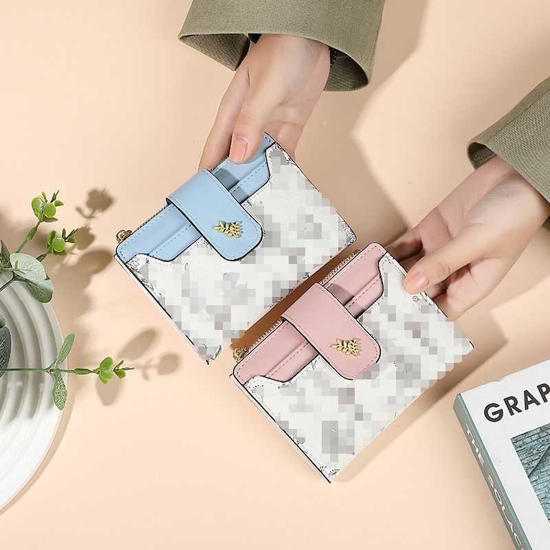 2025 primavera transfronteriza floral señoras corto, fresco, delgado, monedero de varias tarjetas