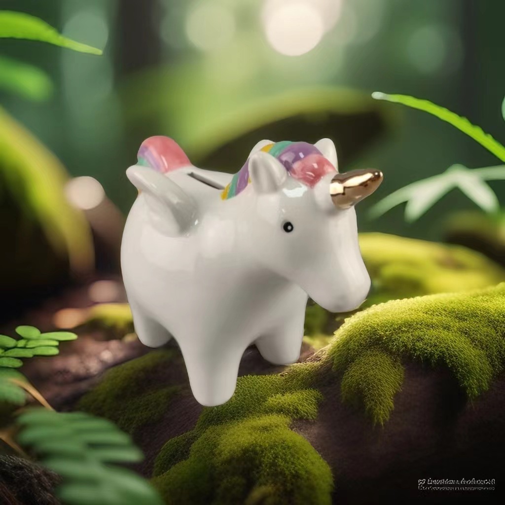 Unicornio de cerámica pintada europea creativa de dibujos animados para niños adorable depósito de decoración creativa para el hogar 1 de junio