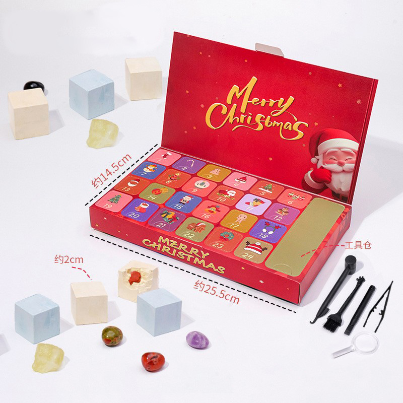 クロスボーダー24グリッド天然水晶原石ローリングストーンミネラルブラインドボックスクリスマス子供用ギフトボックス|undefined