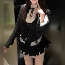 2025秋季新款女团代表法式长袖短裙西装衬衫上衣显瘦性感时尚套装