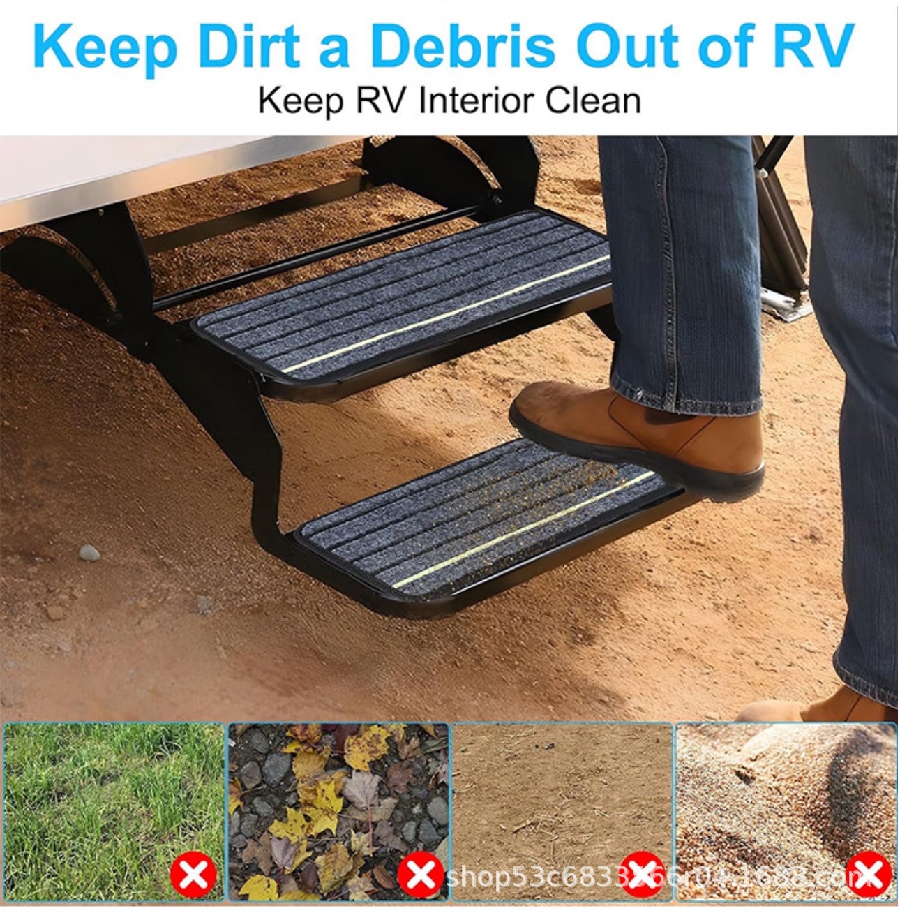 Rv Step Mat, Anti-Slip Pedal Cover for Rv Camper, Step Mat with Reflective Strips, Stair Mat, Luminous Entryway Mat