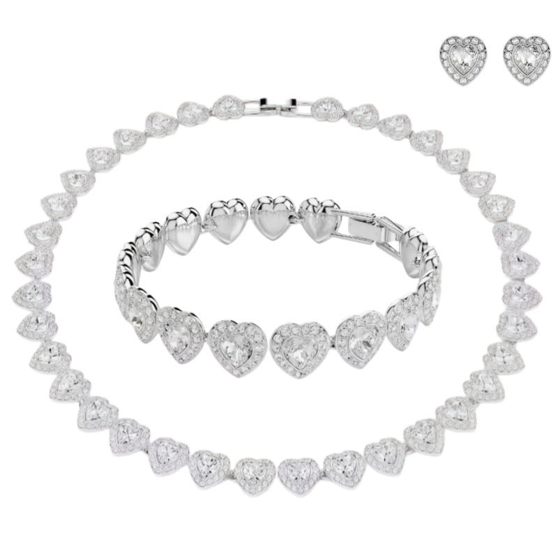 Other Heart Jewelry Set Metal and Strass Crystal Silver