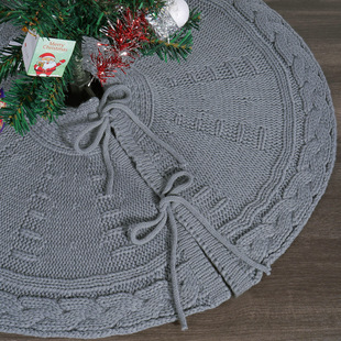 Cross-Border New Product Christmas Knitted Tree Skirt Gray Knitted Christmas Tree Apron Christmas Tree Decorations Festive Atmosphere