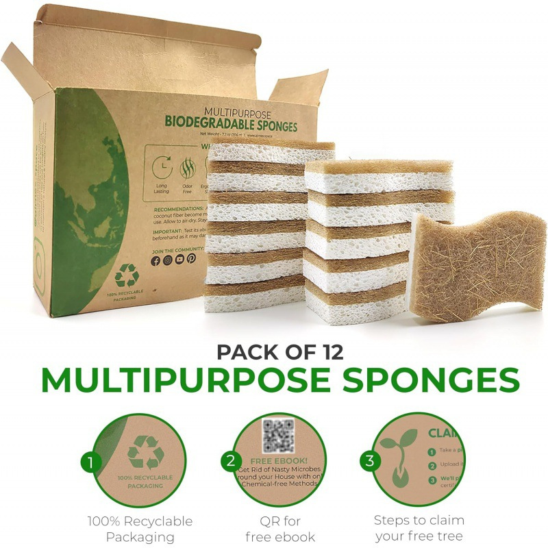 Paño natural, compuesto de cocina, limpiador absorbente, limpiador de esponja, pulpa de madera, paño de algodón, estropajo