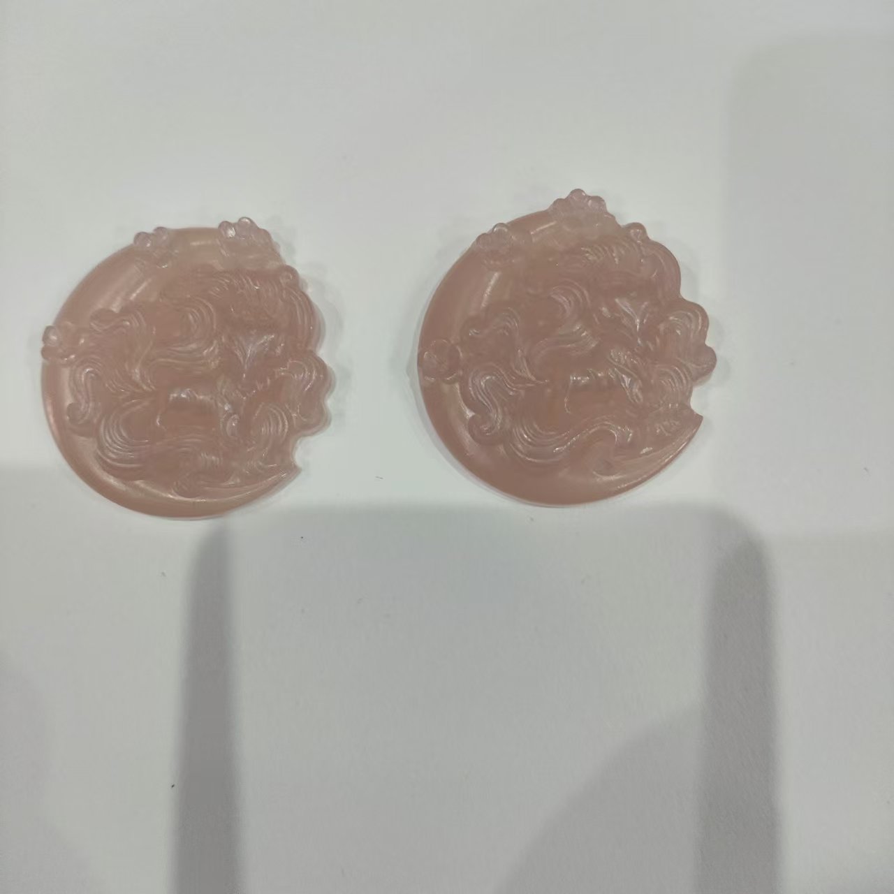 (2개) 천연 아프간 자몽 핑크색 구미호 펜던트 잉크 얼음 커플 선물 평화 보호 네트워크 유명인 핫 트렌드