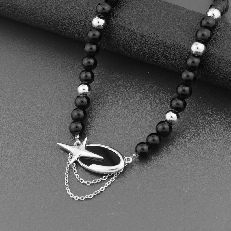 Collar de estrella estilo punk oscuro hombre, cadena unisex_voghion.com