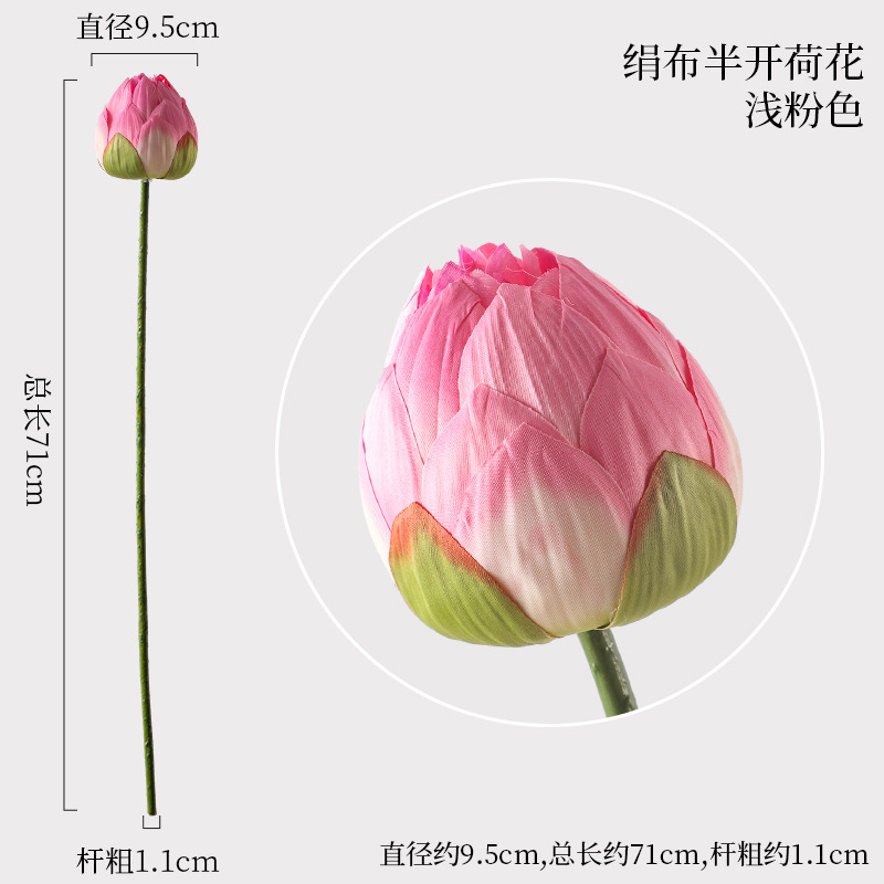 천 연꽃 반개방 연분홍색