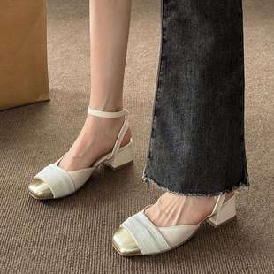 Mary Jane Shoes Women's Toe-Cap Sandals 2025 New Summer Thick Heel High Heels French Style Small Fragrant Style with Skirt Flats