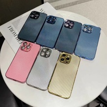 适用碳纤维iPhone16Promax电镀高级感苹果15plus简约14保护套网红