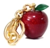 Glitter Big Apple with Green Leaf Light Gold Hardware