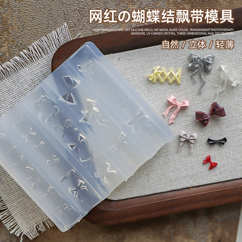 three dimensional silicone mold for manicure with bow