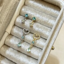 帕绿薄荷绿撞色小清新耳骨钉十字架医用钛钢耳圈耳钉直针耳圈耳饰