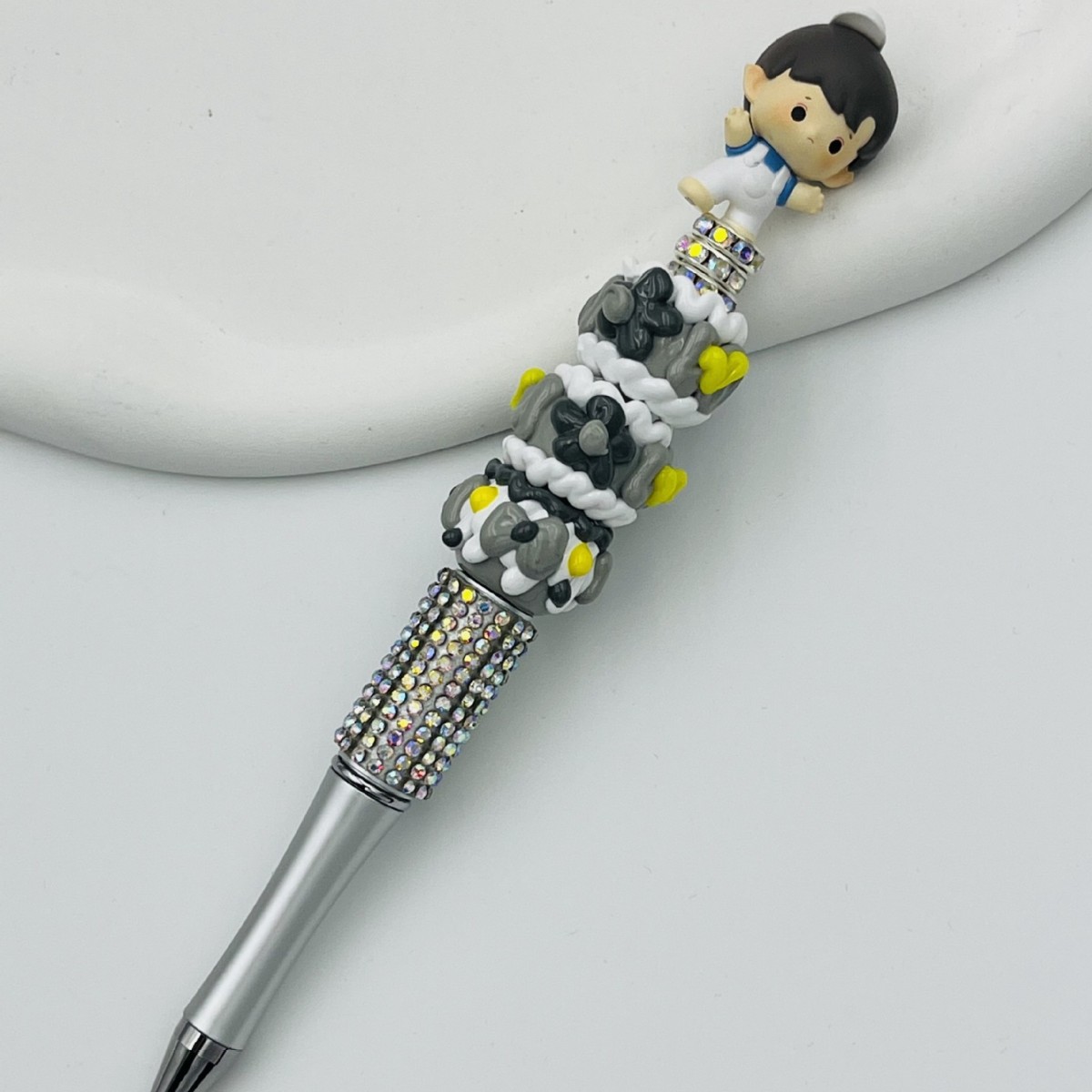 Genuino bolígrafo de granos espumoso, bolígrafo de cuentas encantador, bolígrafo de regalo creativo de dibujo a mano, bolígrafo de bola creativo