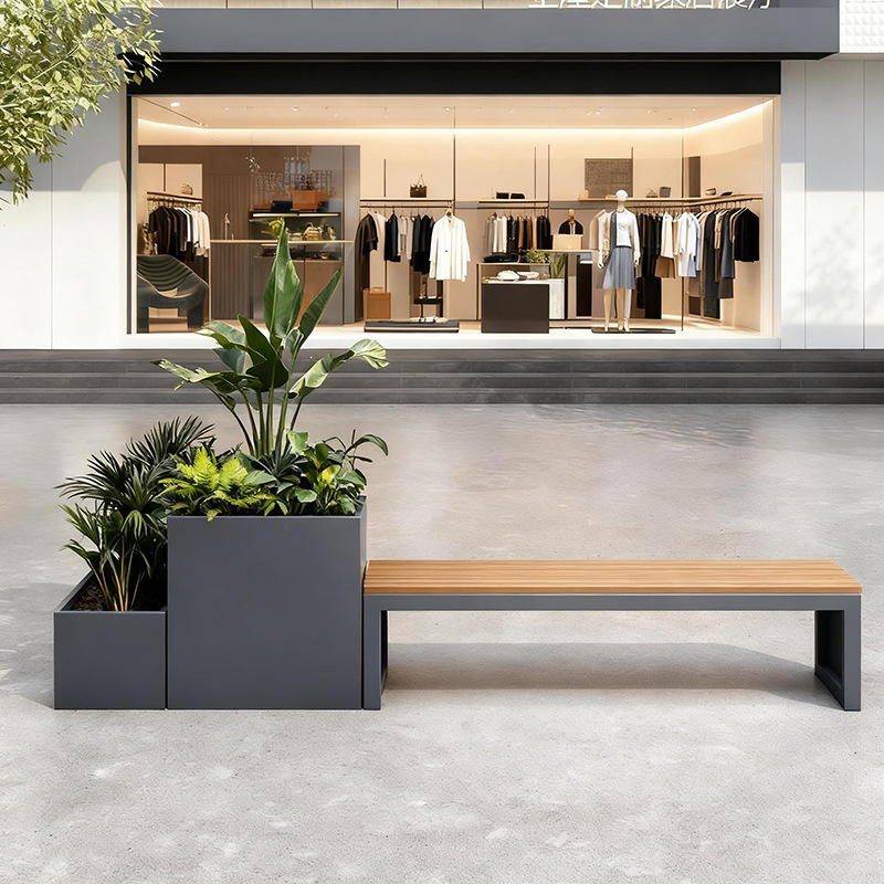 屋外ステンレス鋼フラワーボックスバルコニー植栽ボックス広場商業街長方形花壇鉄製完成品フラワーチャンネル