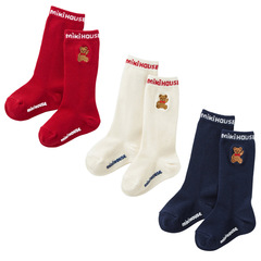 Miki socks children plain cartoon waving bear letter logo crew socks unisex children socks dropshipping