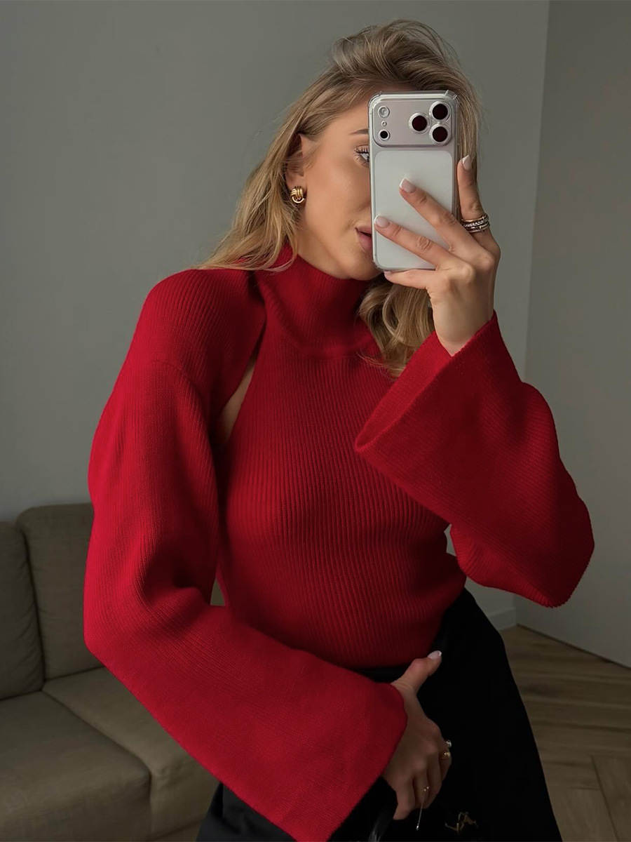 Transfronterizo Europa y los Estados Unidos 2026 otoño y invierno nueva tendencia americana cuello alto cuello abierto chaleco suéter cardigan dos piezas image 5