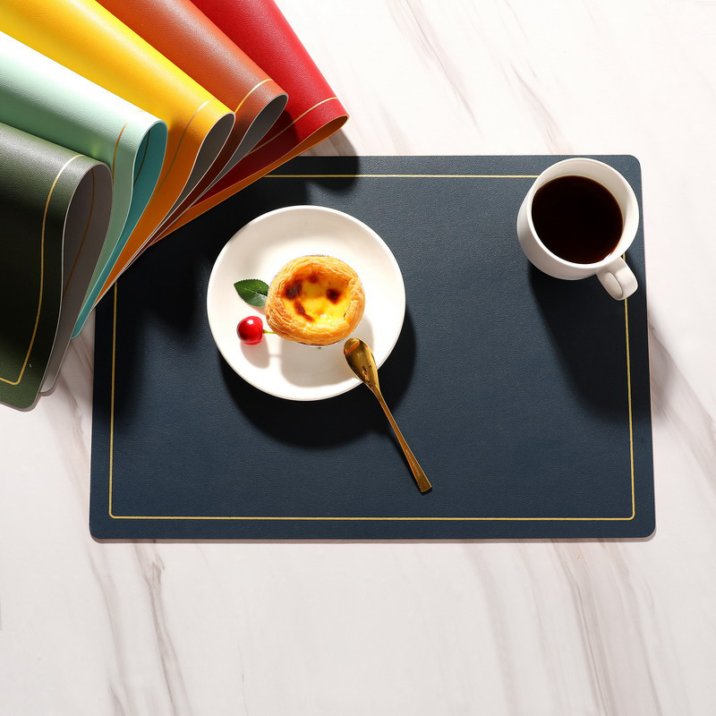Factory Direct Supply 2023 New Dual-Color Square Western Dinner Mat PVC Leather Trivet Anti-Slip Bowl Mat Heat Insulating Mat Wholesale