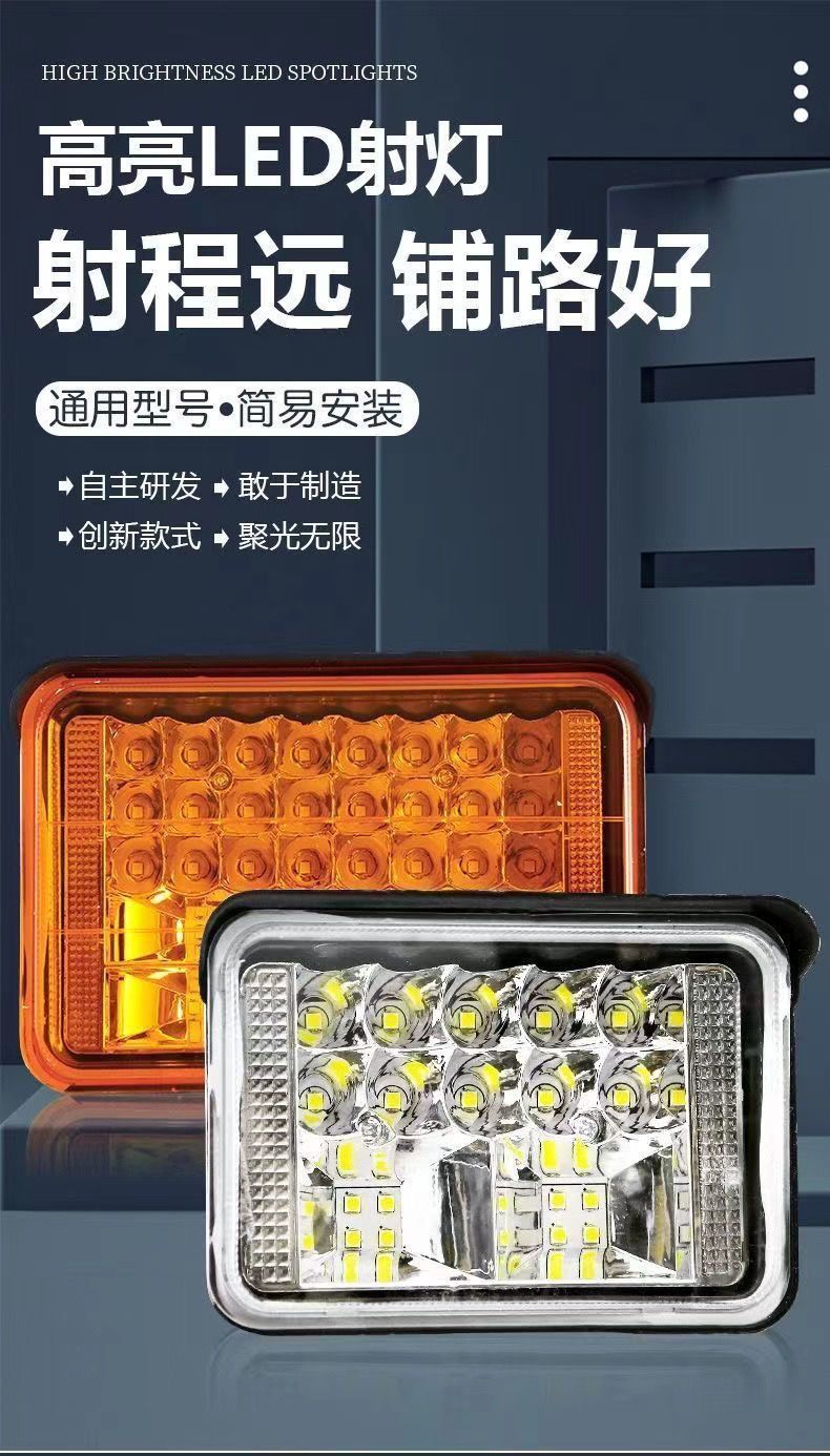 Truck Led Spotlight 12V-80V Super Bright Car Excavator Tractor Forklift Headlight Reversing Light Fog Light Modification