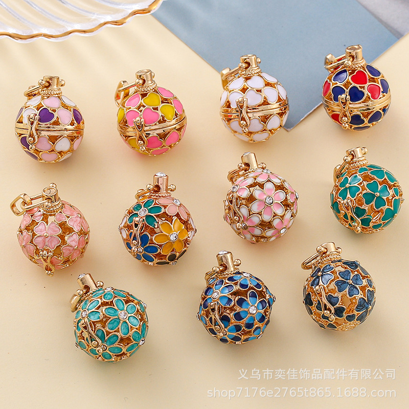 Tide Flower Diamond Drop Oil Aromatherapy Necklace Openable Hollow Perfume Tone Beads Woolen Chain Bag Hanging Ornaments
