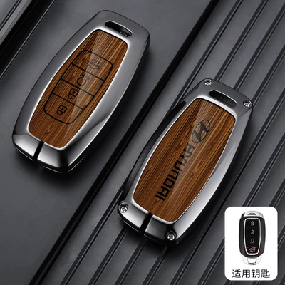 Tucson L Key Cover 21/22 Car key bag - standard-type-a-4-button-wood-grain-brown-single-shell